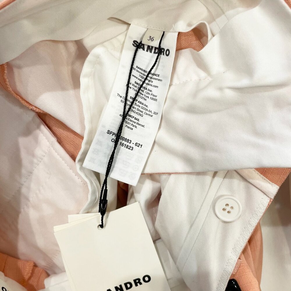 New Sandro Felix Viscose Wide Leg Trouser Salmon Pink 36, Small $295 - Picture 6 of 8
